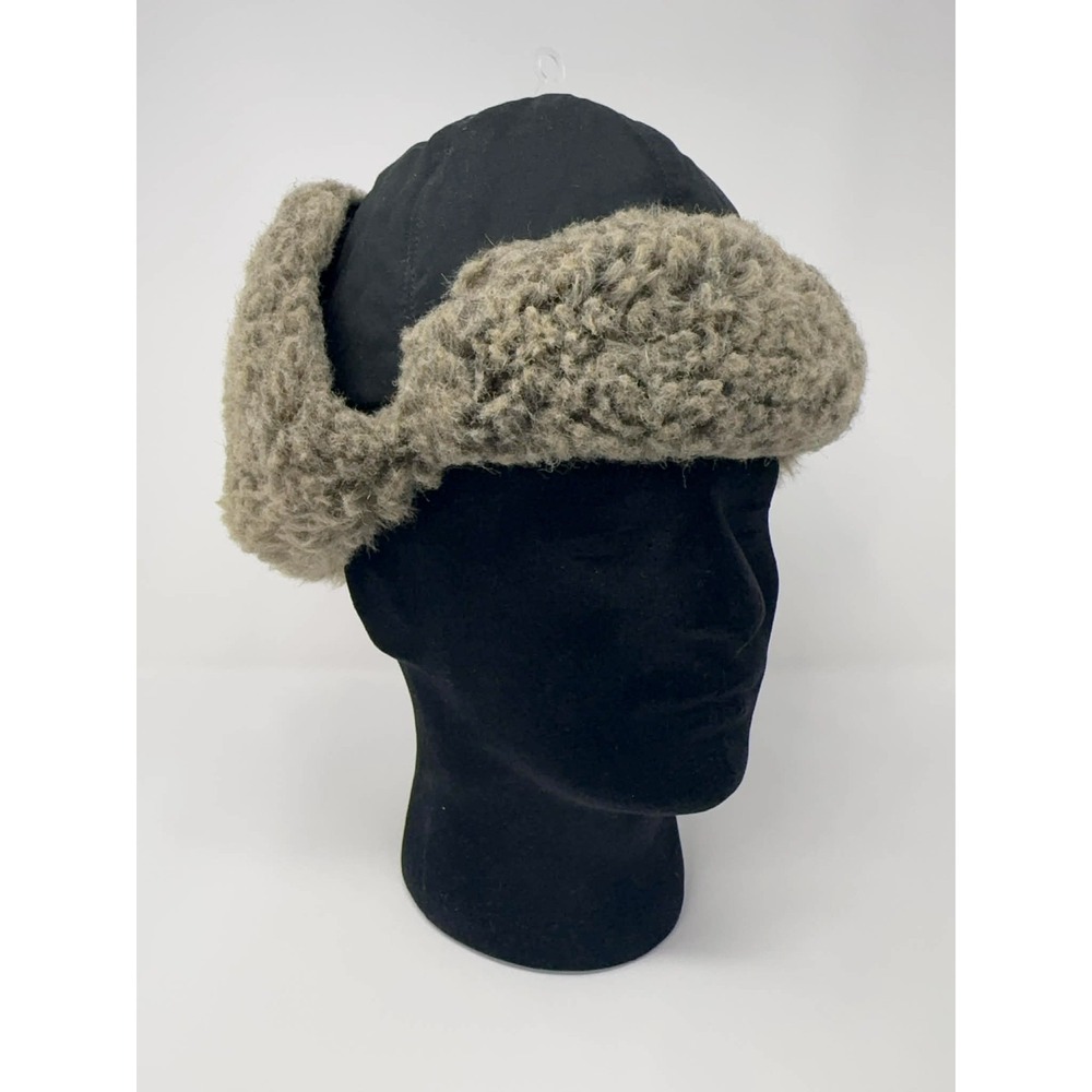 Eddie Bauer Trapper Hat Cap Fitted Size S/M‎ Black Wool Winter Ear Flaps